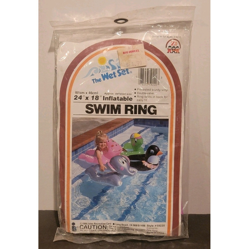 Vintage 1988 The‎ Wet Set Swim Ring 24" X 18" #59220 Elephant New Old Stock